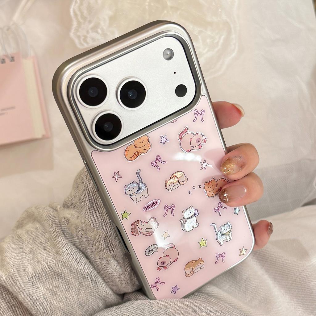 Позолоченный милый кот для чехла на мобильный телефон Apple 17pro max iphone16 гальваническое покрытие 14 жесткий 13 huawei p70