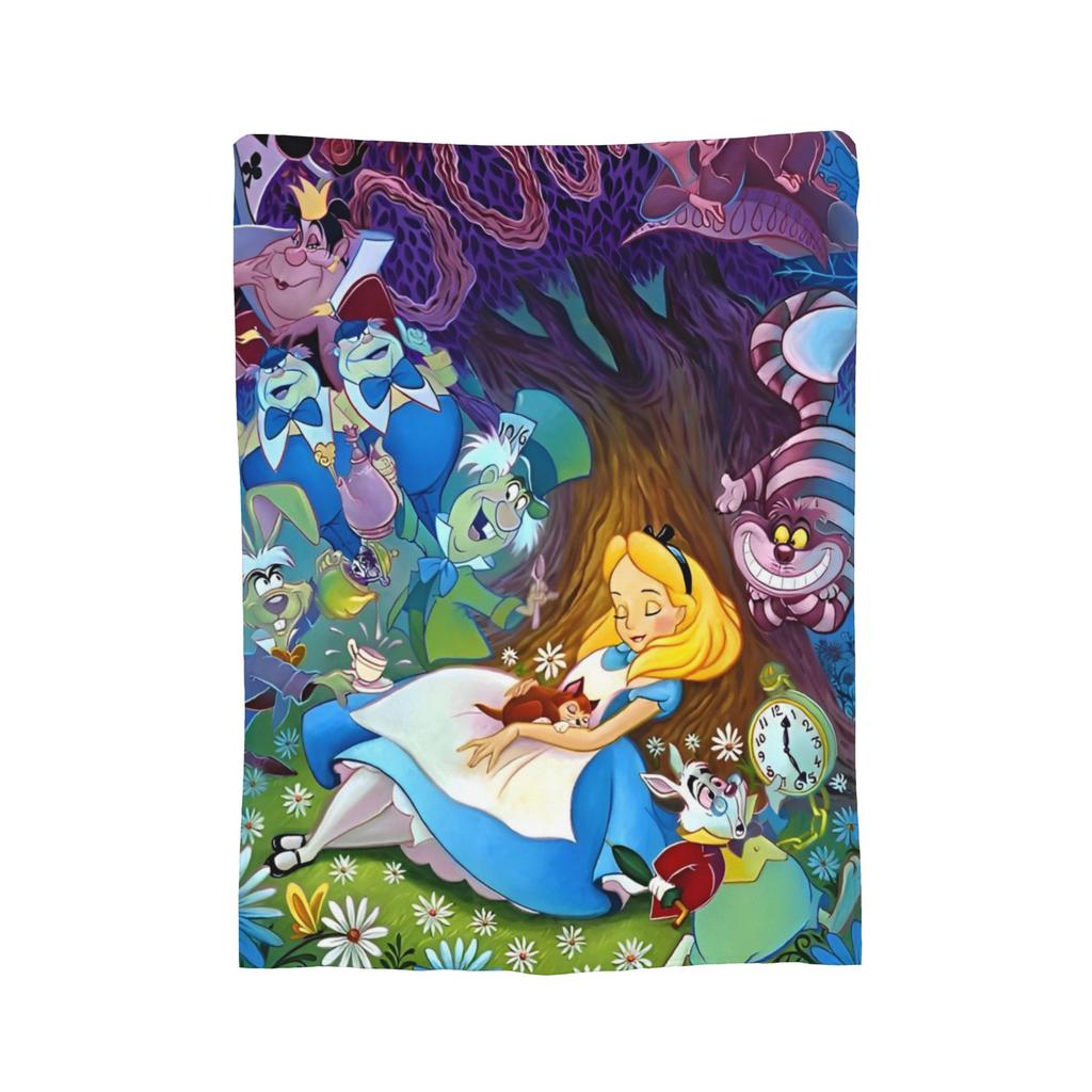 Alice In Wonderland  Knitted Blanket  Plush Throw Blanket Bed Sofa Decoration Soft Warm Bedsprea,