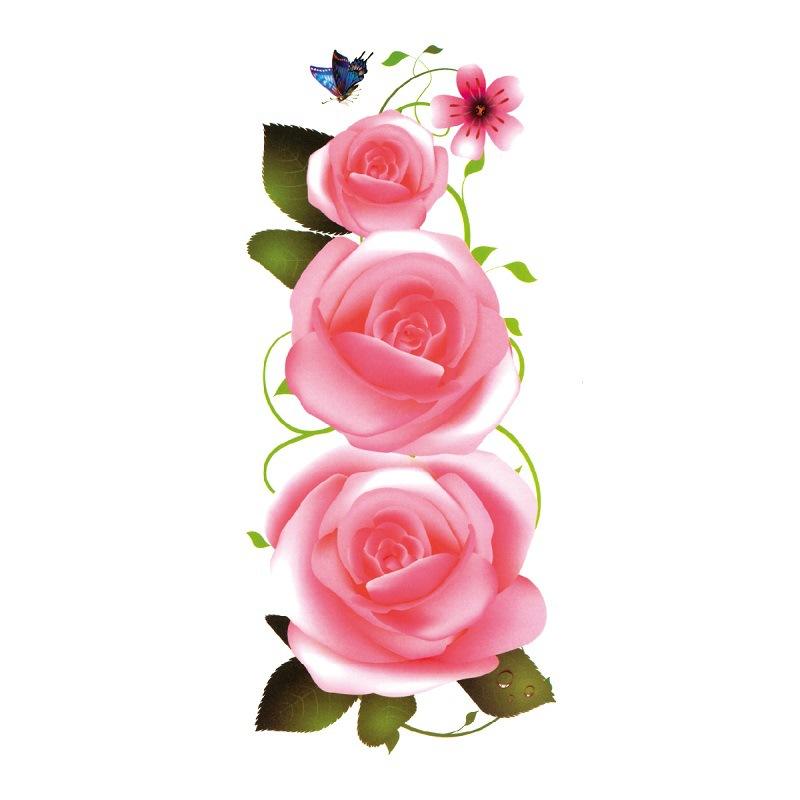 Наклейка с изображением цветка голубой розы, большой узор в виде цветка сливы, водонепроницаемая наклейка с изображением цветка на руке, образец татуировки