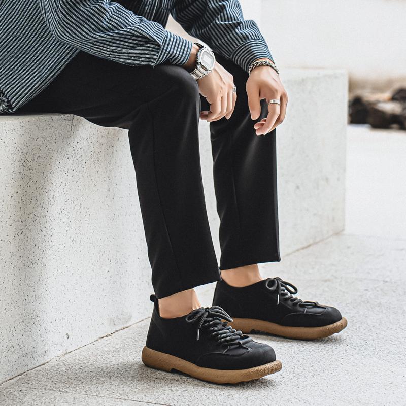 Мужские ботинки в стиле ретро, обувь, модная повседневная обувь для вождения, черные, хаки, обувь с широким носком, большие размеры