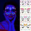 Halloween Neon Tattoo Sticker Fluorescent Butterfly Face Decals Waterproof Luminous Makeup Temporary Tattoo for Masquerade Party