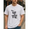 Европейские размеры Творческая футболка с принтом текста "TIME TO SAUCE IT UP" | Универсальная для фитнес-тренировок, повседневной носки в выходные,