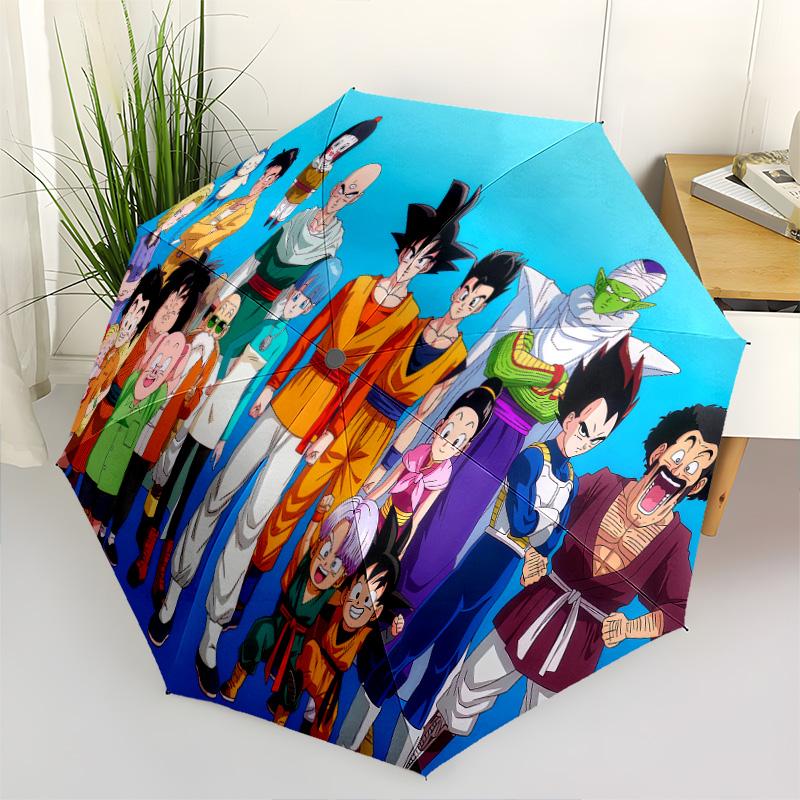 1 шт. Автоматический складной зонт - Милый мультяшный узор Son Goku, портативный складной дизайн, 8 спиц, рождественские и новогодние подарки
