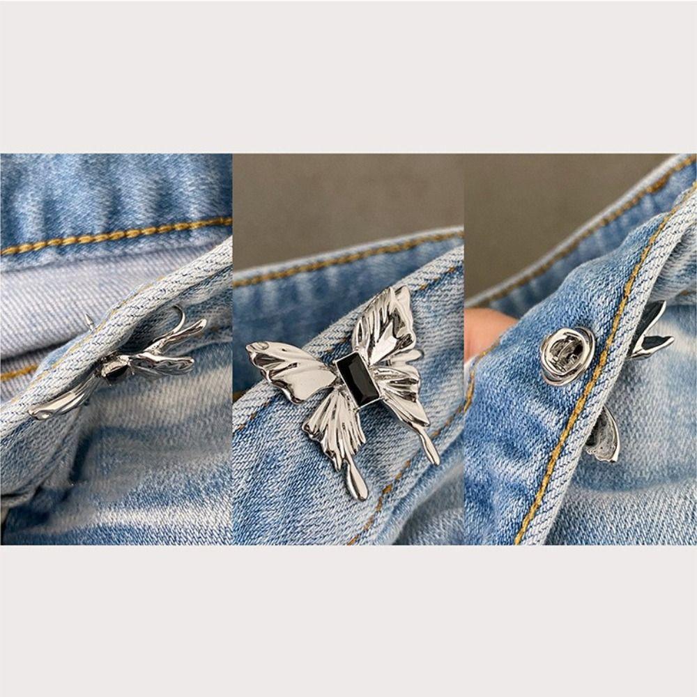 Waistband Jean Buttons for Loose Jeans Y2K Butterfly Pants Button Tightener Women