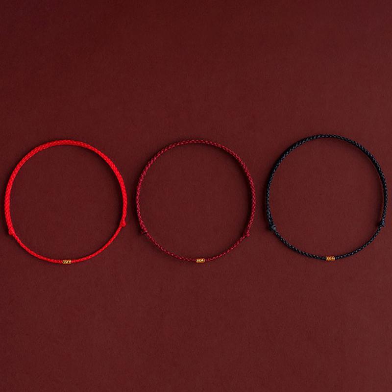 Fashion Handmade Gold Color Beads Red Rope Good Lucky Bangles Adjustable Charm Bracelets For Women Men Lovers' Gift