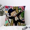 Cute MMonopoly Cushion Cover Eco Linen Pillow Case  DoubleSided Print Breathable  Durable Hidden Zipper Home Decor Gift