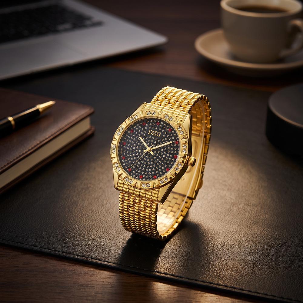 Women's Quartz Watch Casual Ladies Wristwatch Alloy Steel Band Starry Sky Design Red Diamond Inlay Fashion Daily Wear Girl Gifts