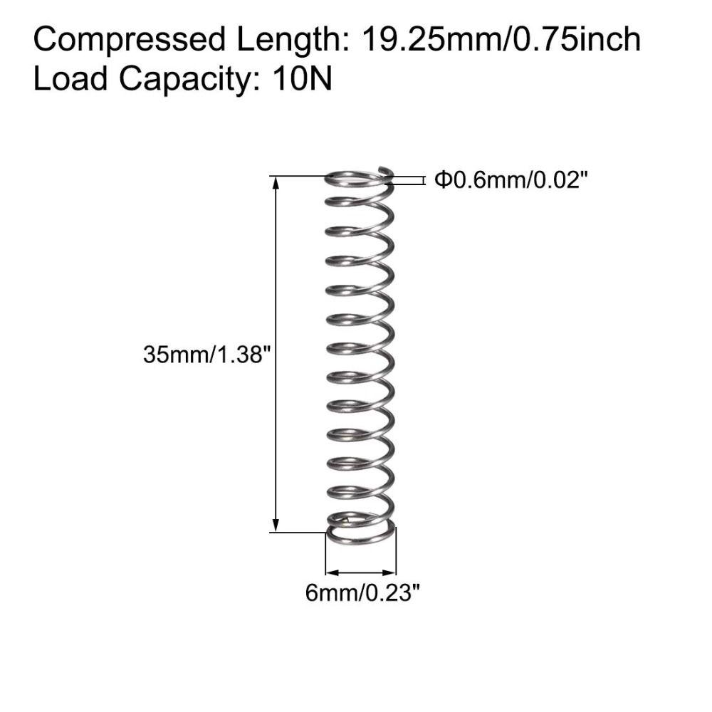 10 шт., удлиненные сжатые пружины из проволоки 0,6 мм, внешний диаметр 6 мм, телескопическая пружина для ремонта в магазине и дома