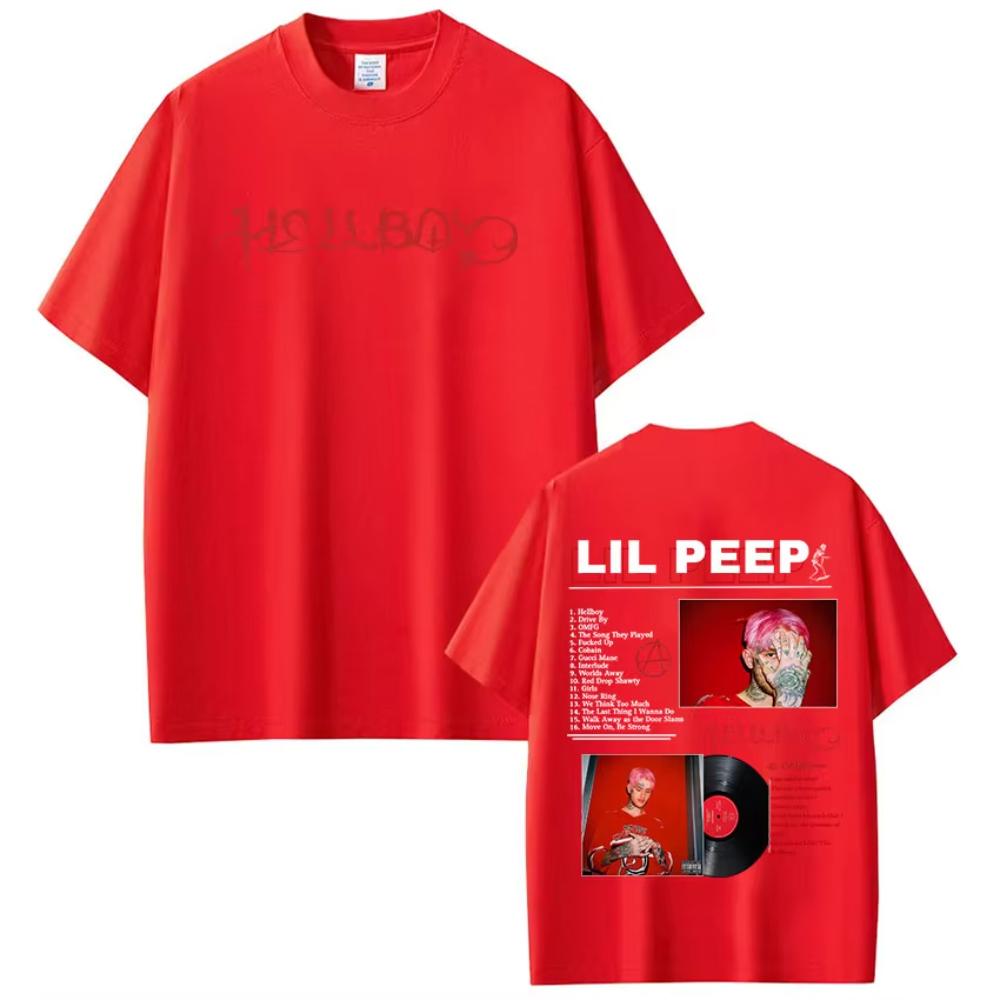Футболка с принтом рэпера Lil Peep Crybaby Hellboy Мужская Женская Одежда Мода Хип-Хоп Футболка Хлопок Оверсайз Короткий Рукав Мужские Футболки