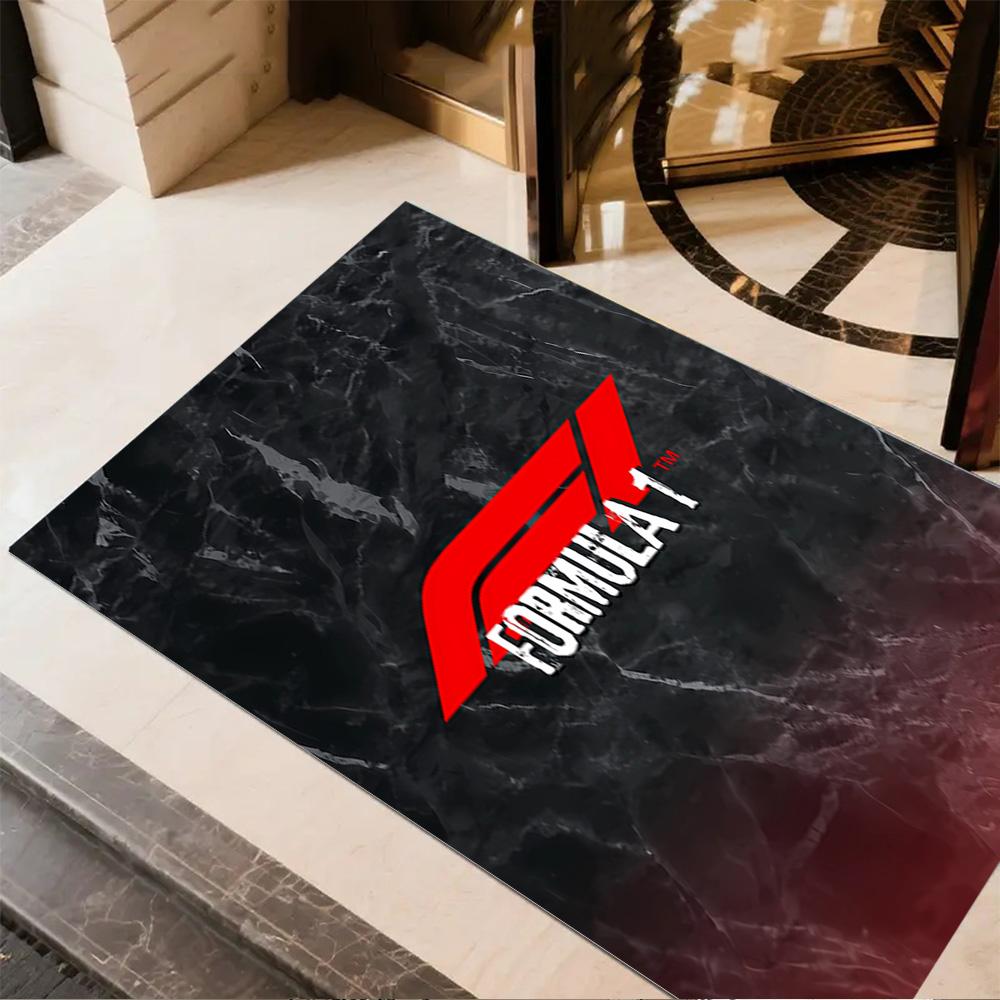 Bold White Logo Design Floor Mat Perfect for Foyer Living Rooms Outdoor Bedrooms Antislip Carpet Office home decor Spiritual Gift