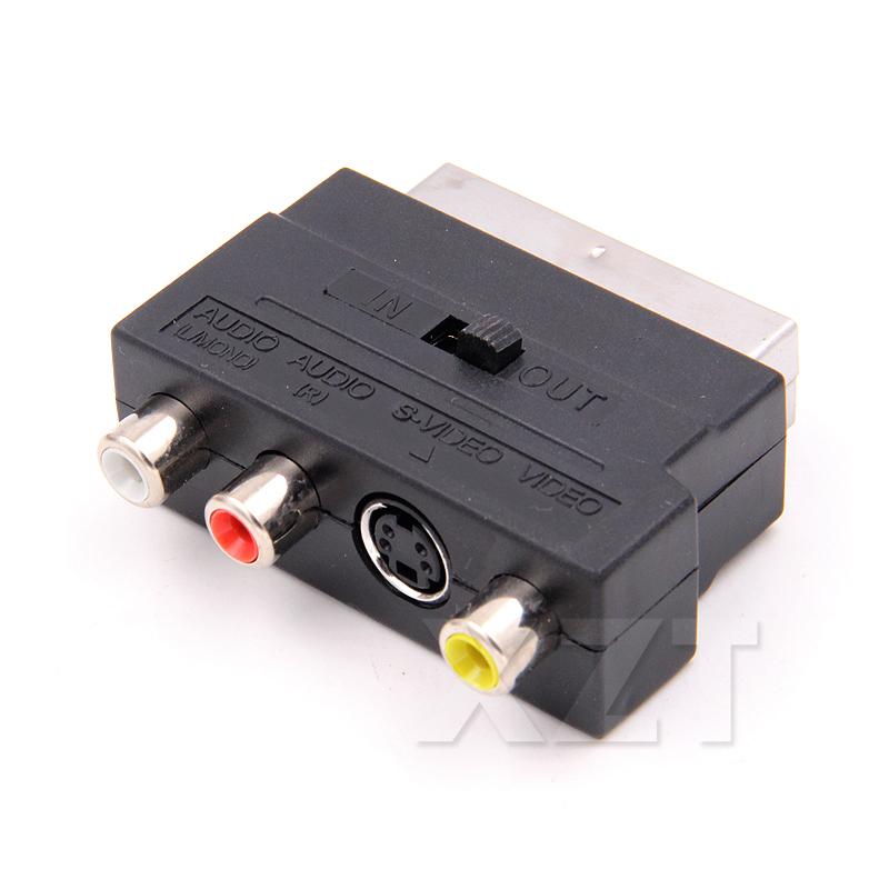 21 Pin RGB Scart To 3 RCA S-Video Adapter Composite SVHS AV TV Audio For Video DVD Recorder Television Projector
