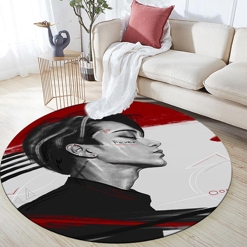 San pattern round rug,Carpet Rug for Living Room Bedroom Playroom ,Non-slip Floor Mat,Holiday Gifts and Birthday Gifts.