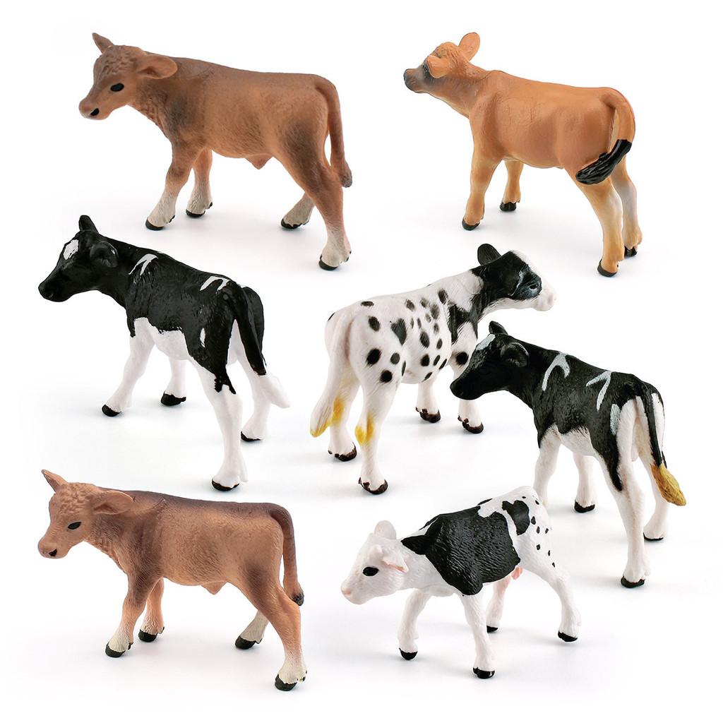 Realistic Pvc Farm Animal Model Black Spotted Dairy Cow Yellow Cow Jersey Calf Figure