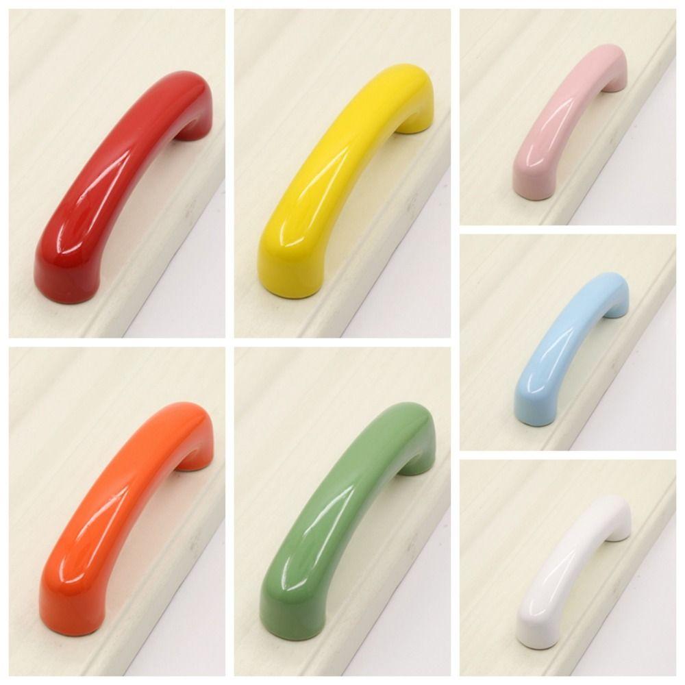 Colorful Design Brass Ceramic Handle Comfortable Feel Drawer Handle Home Furniture