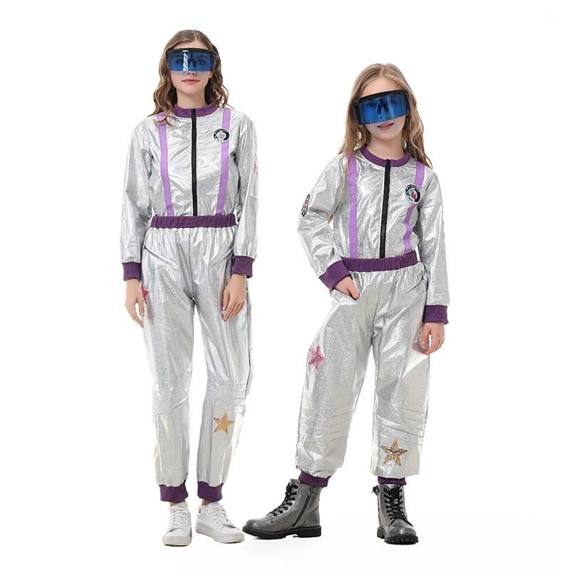Adult Kids Astronaut Costume Set Halloween Cosplay Space Theme Role Play Outfit Unisex