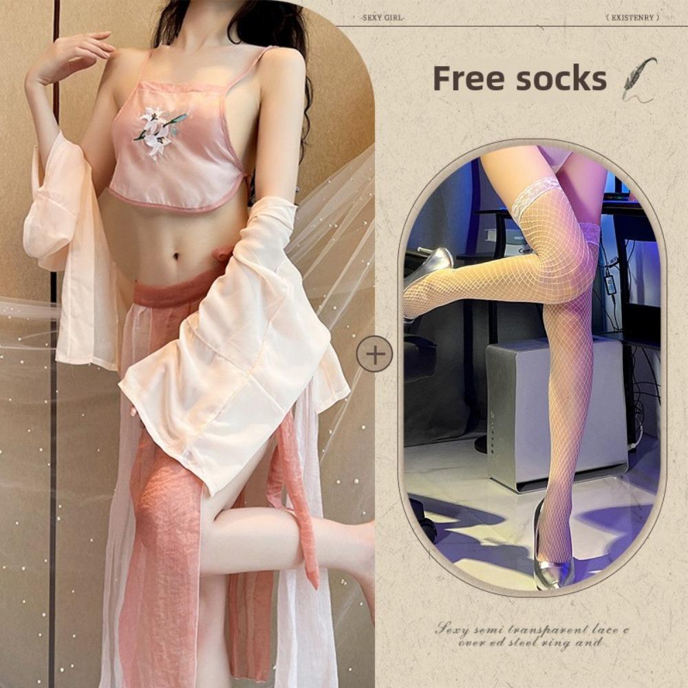 Sexy Lingerie Sexy Ancient Hanfu Republic of China Style Embroidered Pajamas Hot Uniform Seduction Suit