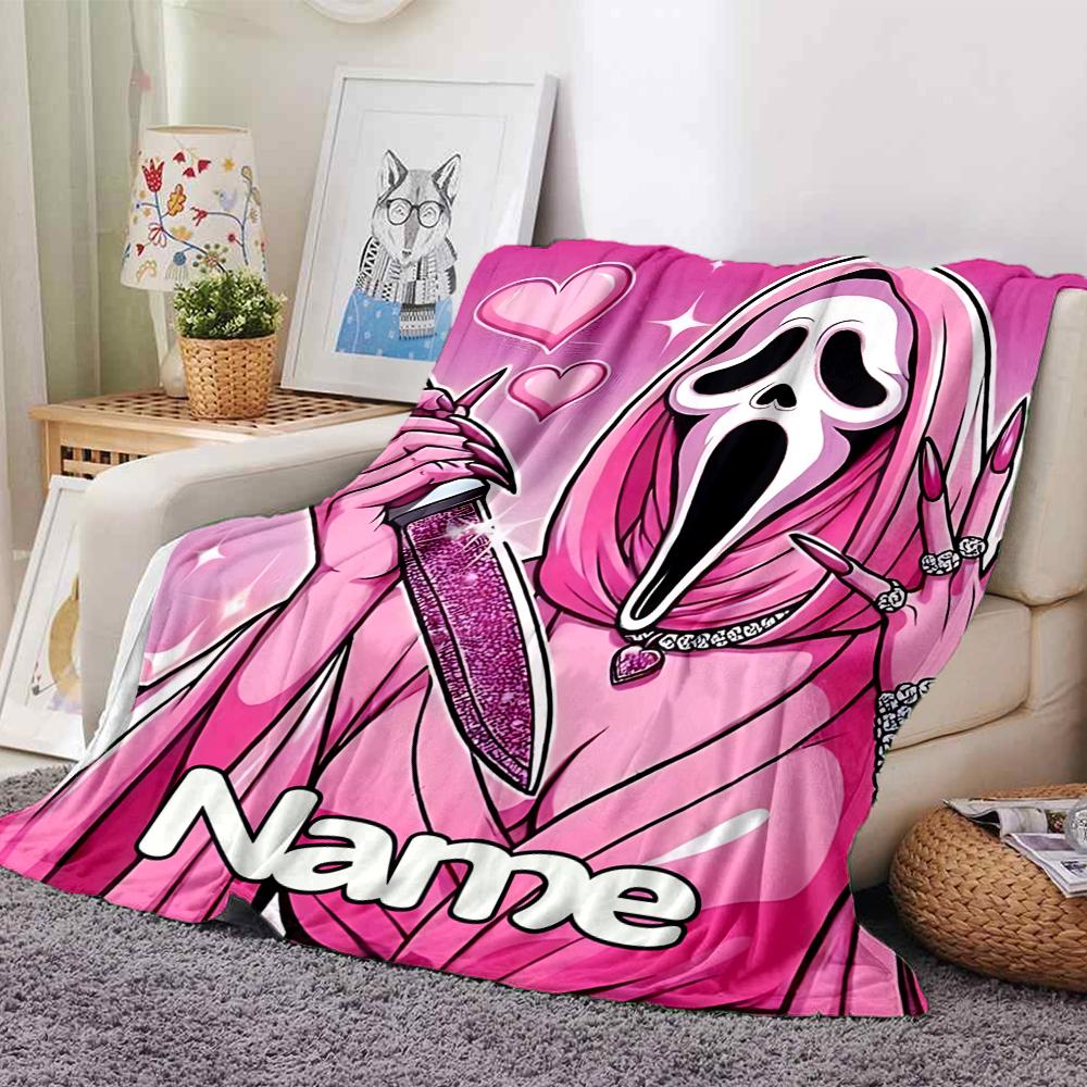 Custom Name Horror Movie Mashup blanket for Couch & Bed, Plush Cozy Fuzzy Blanket Super Soft & Warm Blankets for Fall and Winter. 0908133
