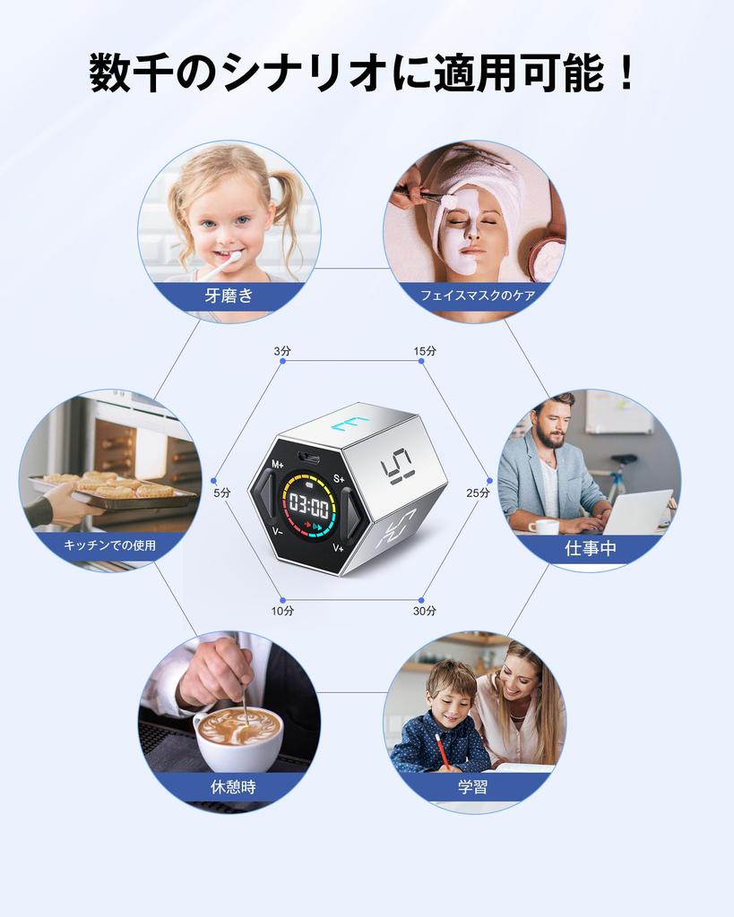 A New Generation of Digital Timers Hexagonal Pomodoro Kitchen Cube Study Meeting Sports Timer TickTime - Pillar, Timer, Timer, Timer, Timer, Timer,