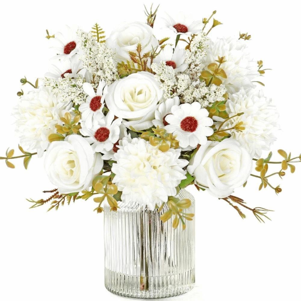 Rose Daisy Simulation Flower Silk Petals Decorative Flower Bouquet Faux Flower Wedding Ornament