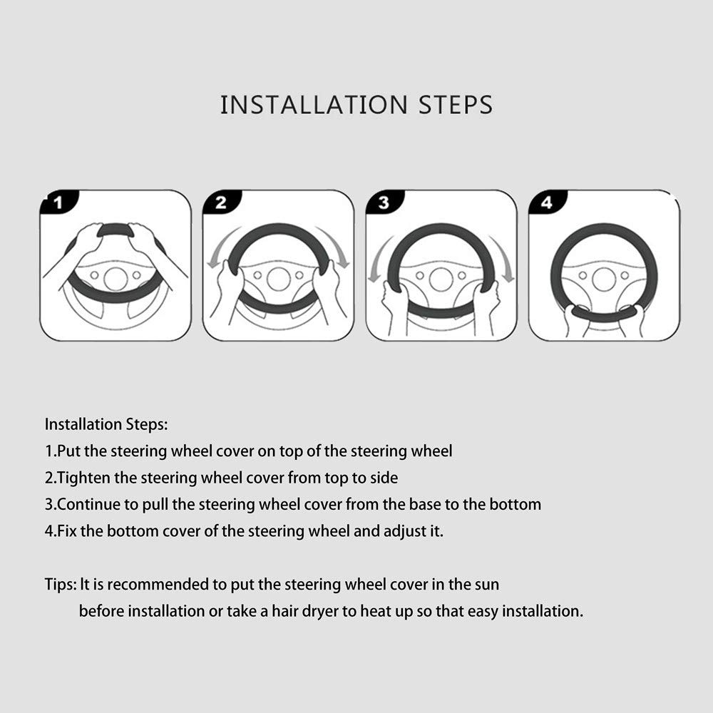 YOGURTCK Cute Diamond Soft Light Pink Leather Anti-Slip Steering Wheel Cover with Bling Crystal