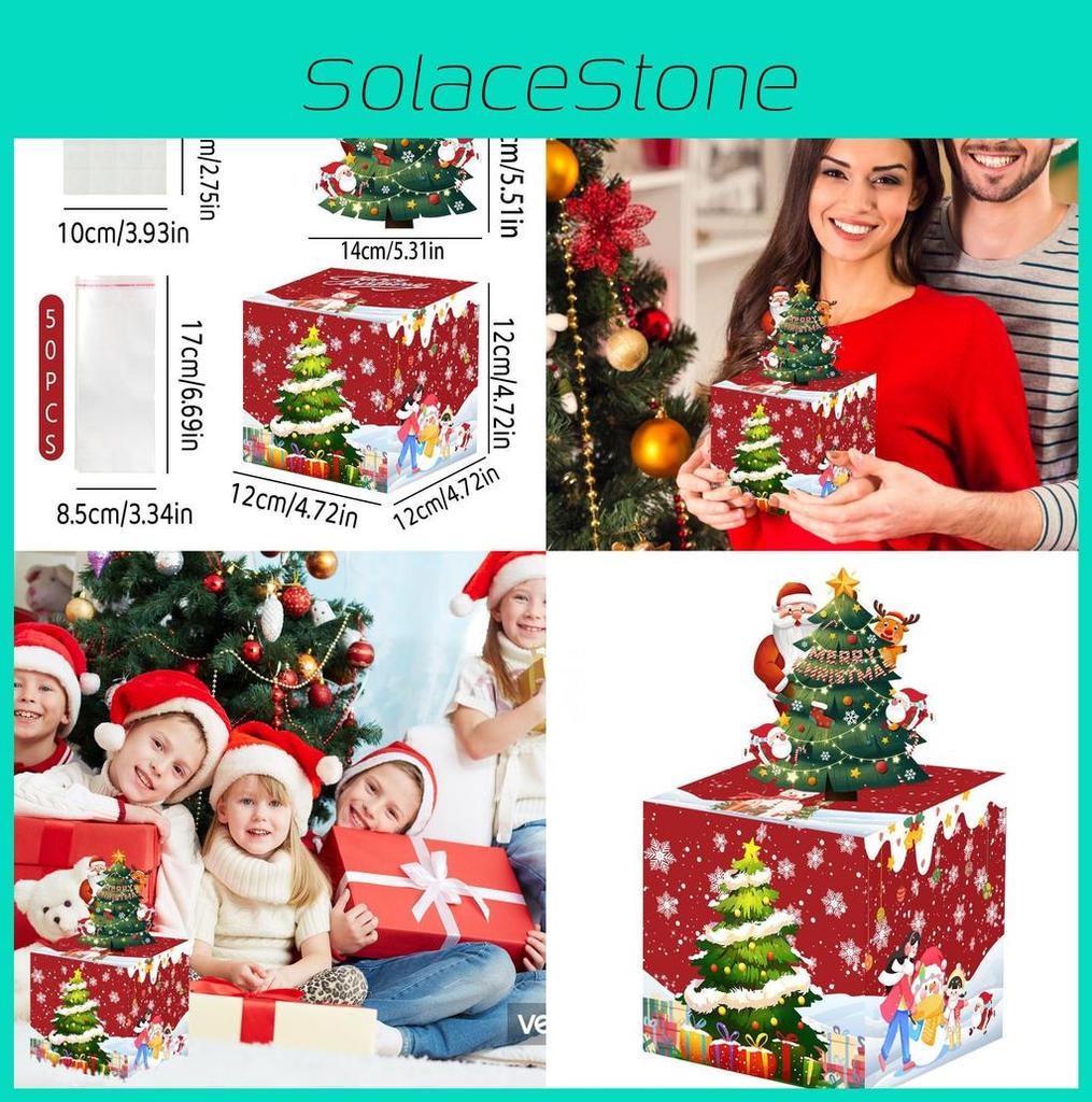 Christmas Red Tree Paper Money Box For Festive Party Celebration Decoration And