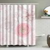 Нежная розовая цветочная шторка для душа Декоративный акварельный принт для ванной комнаты Полиэстеровая ткань с кольцами Доступны различные размеры