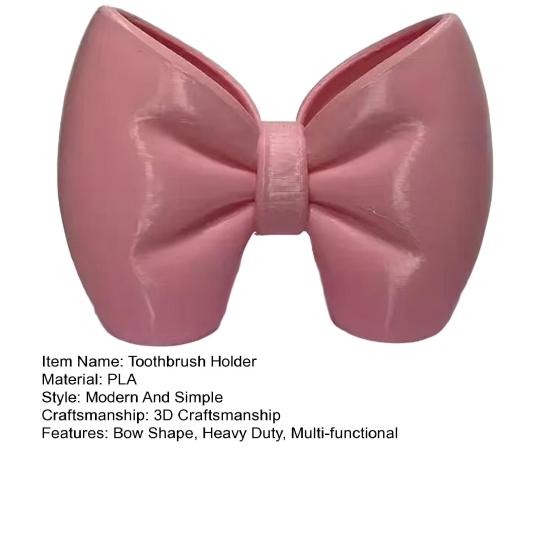 Bow Toothbrush Holder 3D Printed Pink White Bowknot Toothbrush Toothpaste Organizer Bathroom Decoration Multi-functional