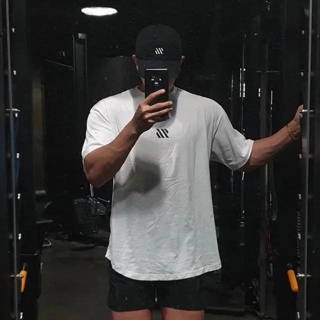 Men Short Sleeve Cotton T-Shirt Oversized Sports Tshirt Gym Fitness Loose Running T Shirt Male Training Brand Women Clothing Top