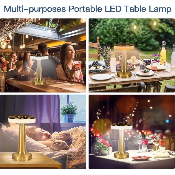 Cordless Table Lamp, Portable LED Desk Lamp, Table Sensor Control Beside Lamps, Kids Night Light with Stepless Dimming & Charging Completed Tip Light