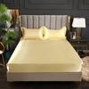 Bed Sheet Home Textile Three-piece Set Home High-end Solid Color Satin Silk Bed Sheet Mattress Cover Elastic Band Bed Sheet Bedding