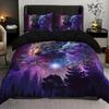 3PCS Starry Sky Forest Wolf Printed Bedding Set - Soft and Breathable Down Duvet Cover Suitable for Bedrooms, Rooms