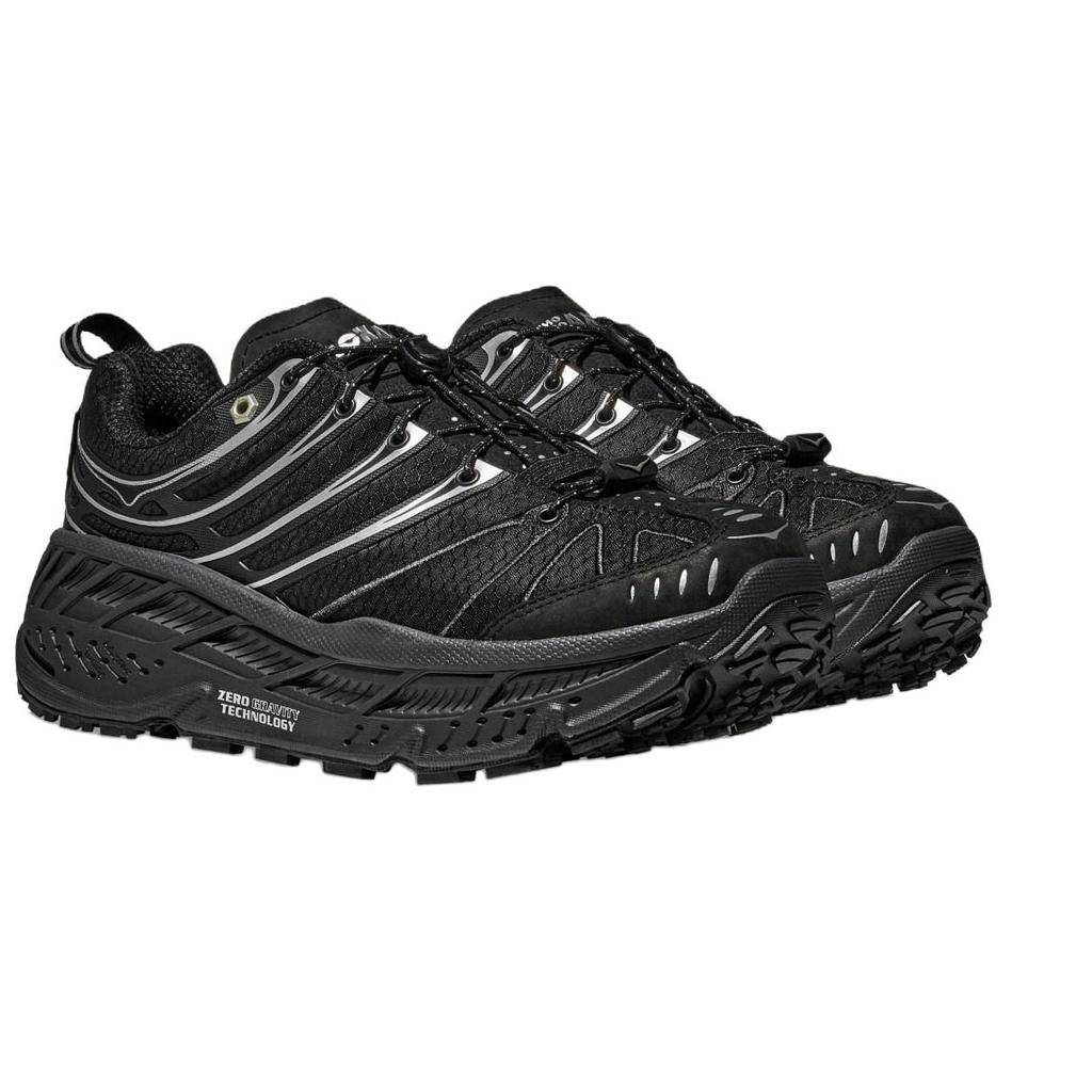 HOKA ONE ONE Stinson Evo Textile, Synthetic Leather Waterproof, Abrasion Resistant, Slip Resistant Hiking Shoes Unisex 1173890-BKSV
