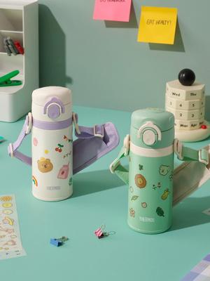 THERMOS Термос Изолированная бутылка с ремешком, открывающаяся одним касанием, Мой дизайн JOI-350K (350мл) Базовая наклейка в комплекте
