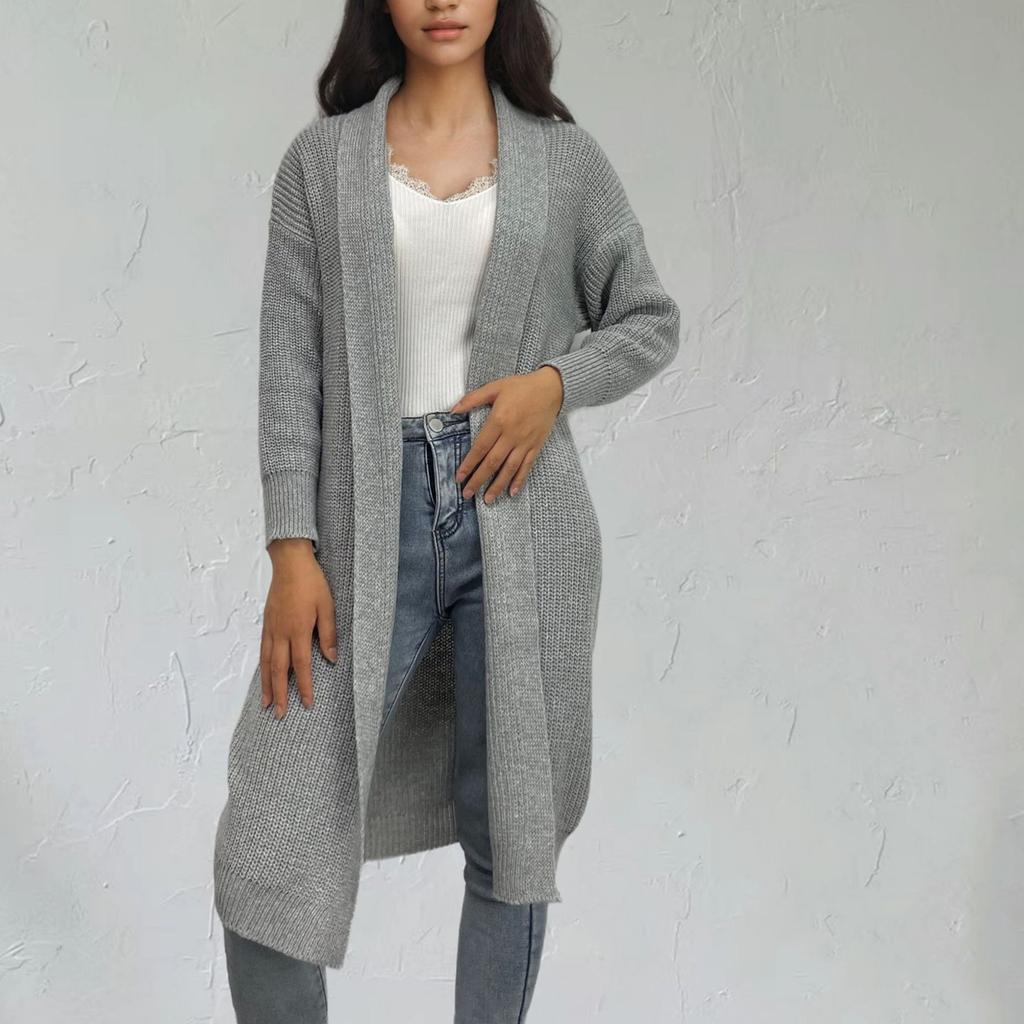 Женский модный вязаный кардиган свитер средней длины повседневный свободный свитер куртка