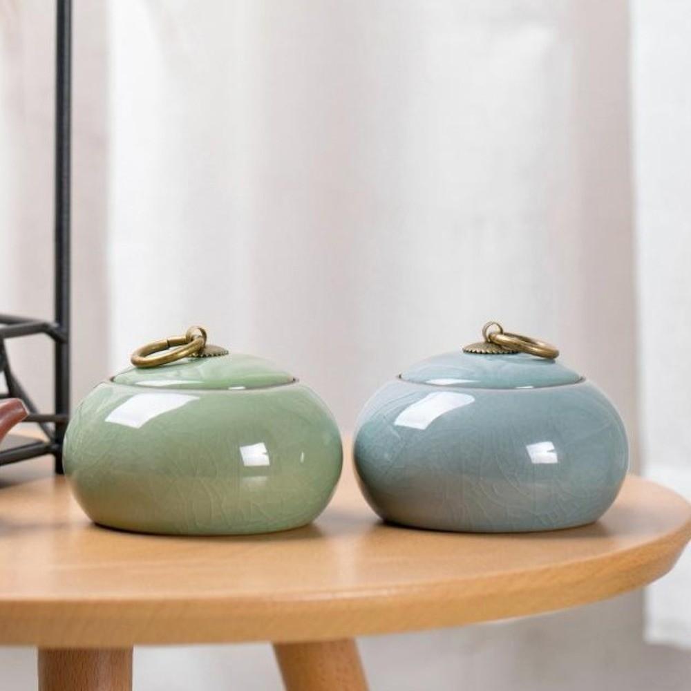 Crackle Glaze Storage Jar Sealed Tea Storage Box Chinese Style Tea Canister Home Decoration