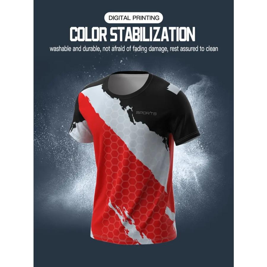 Мужские крутые футболки контрастного цвета с 3D-принтом для тай-дай, эластичный полиэстер, спортивная одежда, топы с коротким рукавом, летняя одежда