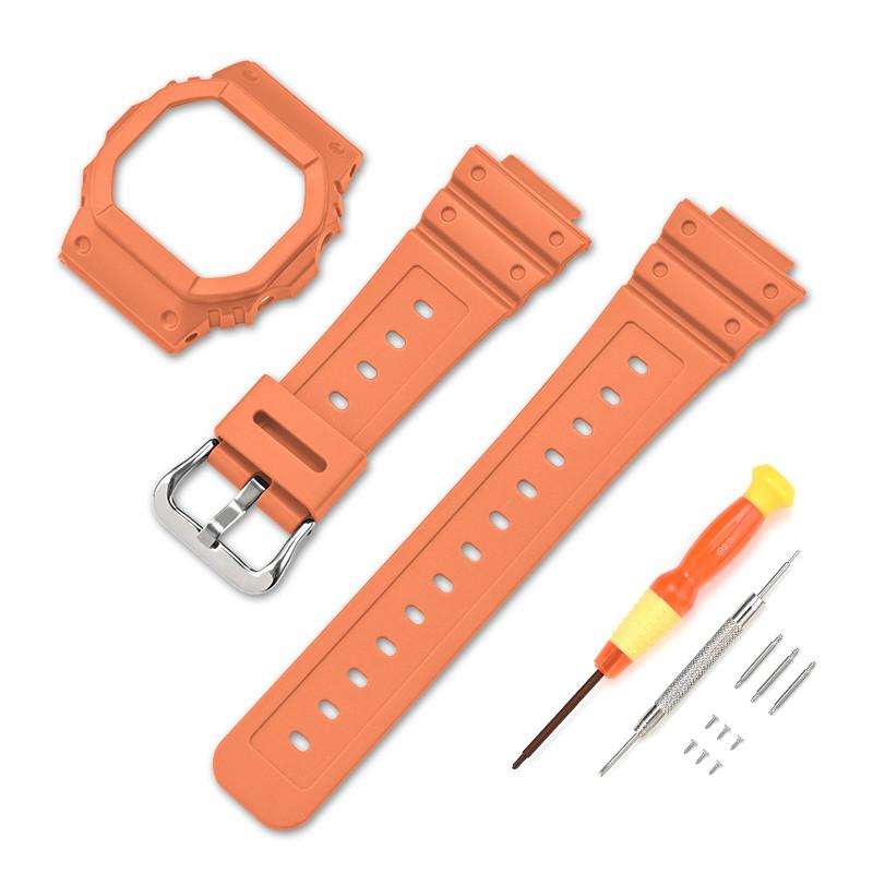 Strap With Case for Casio G-Shock DW-5600 DW-5000 GW-M5610 GLX-5600 Men Women Replacement Rubber Resin Shell Watch Band Bracelet