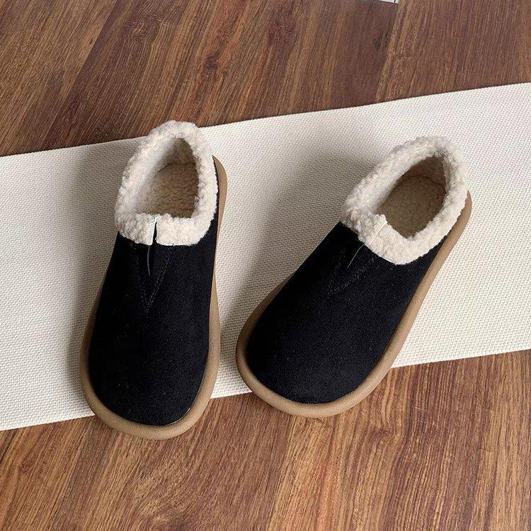 Женские туфли Doudou на мягкой подошве, зима 2025, новые, нескользящие, теплые флисовые лоферы, на плоской подошве, утолщенные хлопковые туфли