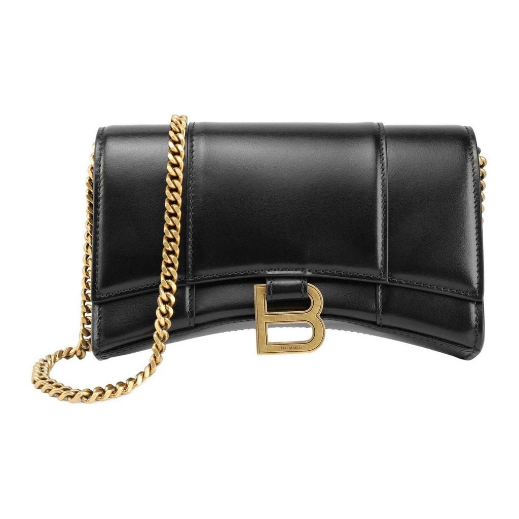Balenciaga Hourglass Bag With Gold Chain And Internal Zipper Pocket In Calfskin Mini Women bags Black 656050-1QJ4M-1000