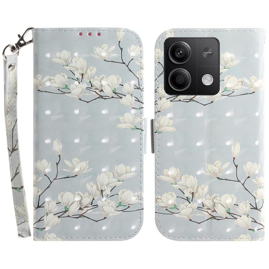 Для Xiaomi Redmi Note 13 5G/Note 13 5G (Китай) Чехол с 3D-принтом и кожаной обложкой со шнурком