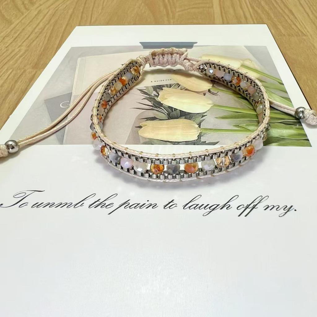 Европейский и американский плетеный вручную кристальный ретро этнический браслет дружбы для женщин