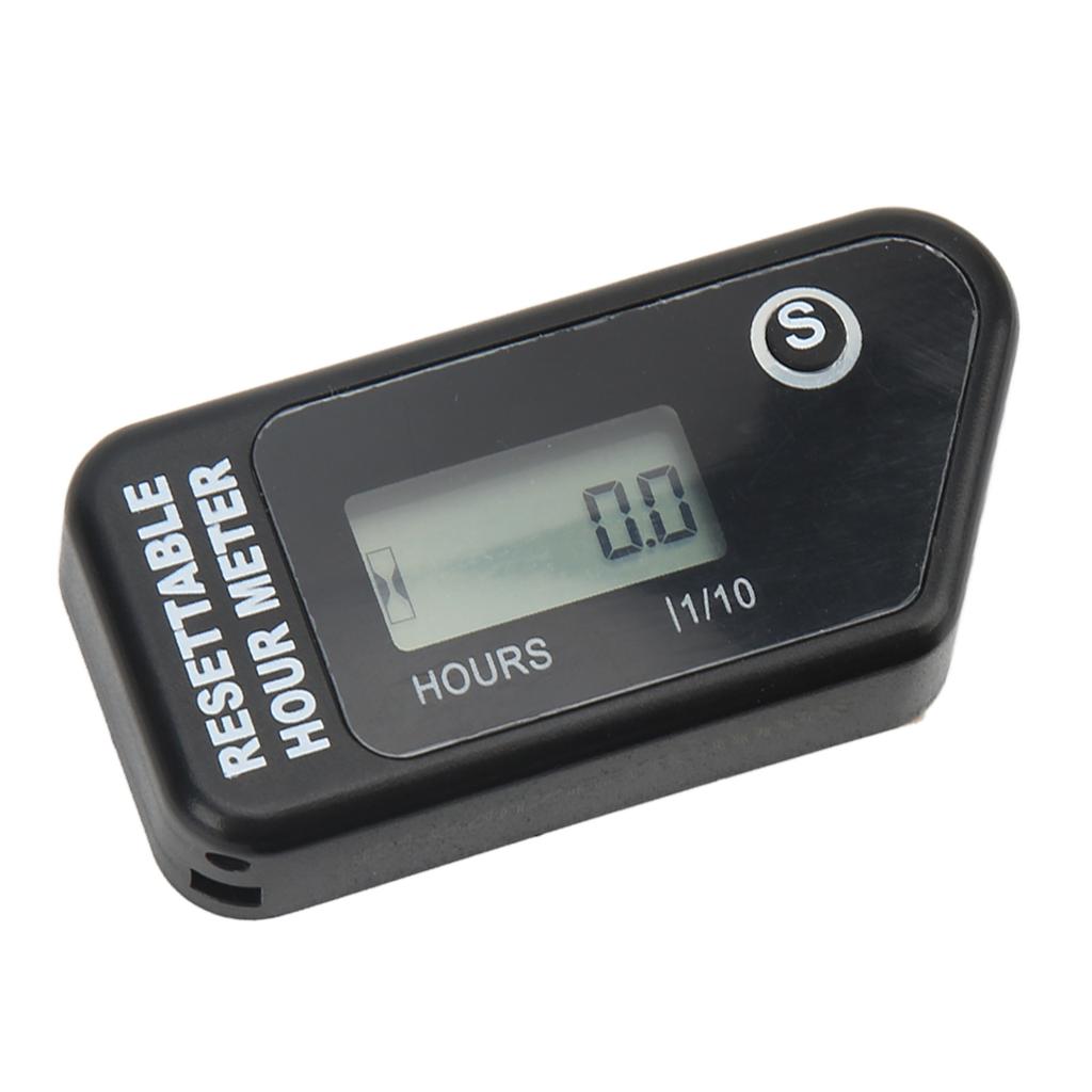 Motorcycle Digital Tach Hour Meter LCD Display Timer IP68 Waterproof Induction Type for Gasoline Engine