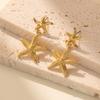 Plated Gold Trendy Starfish Earrings Stylish Gold Alloy Star Shape Earrings For Women For Autumn