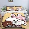 Cartoon B-Brown Bear and C-Cony printed duvet cover and pillowcase, double bedding set, bedroom decoration, gift for girls boys