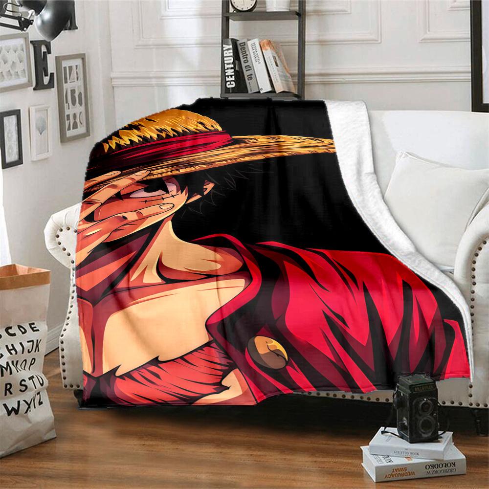 1PC One Piece Monkey D Luffy Patterned Flannel Blanket Suitable For All Seasons For Home Decor Warmth And Comfort Gifts Holiday Present