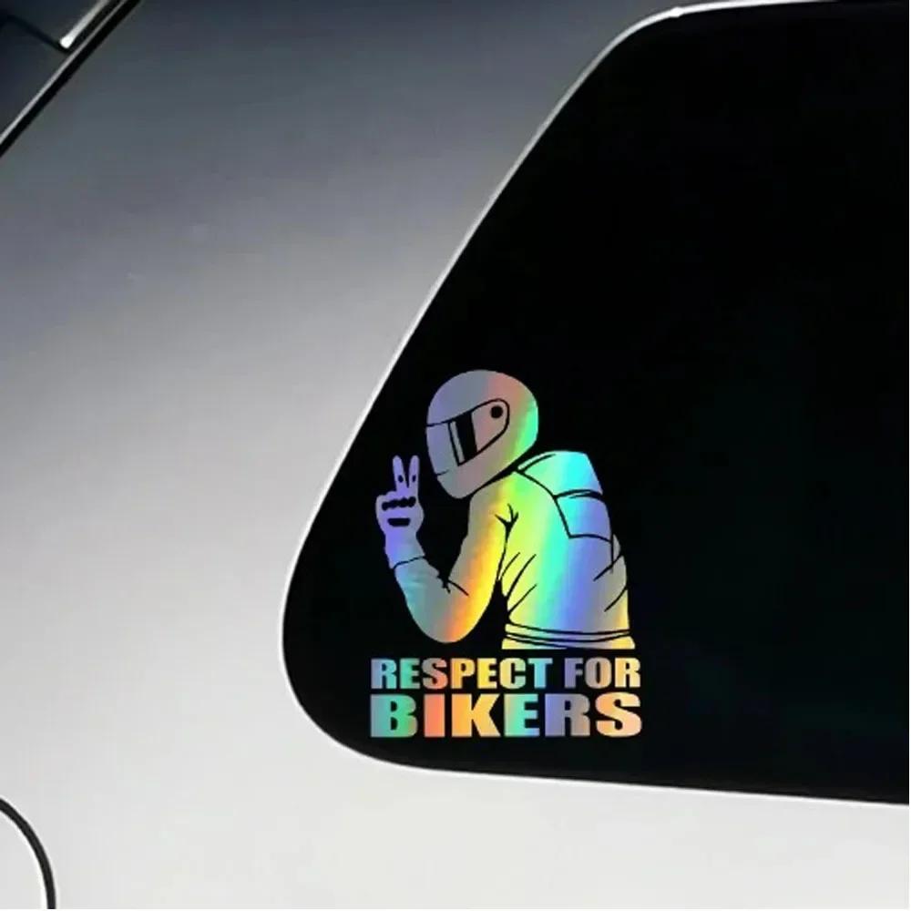 Креативная лазерная наклейка на тело, наклейка на автомобиль Respect for Bikers, персонализированная светоотражающая декоративная наклейка, украшения, аксессуары