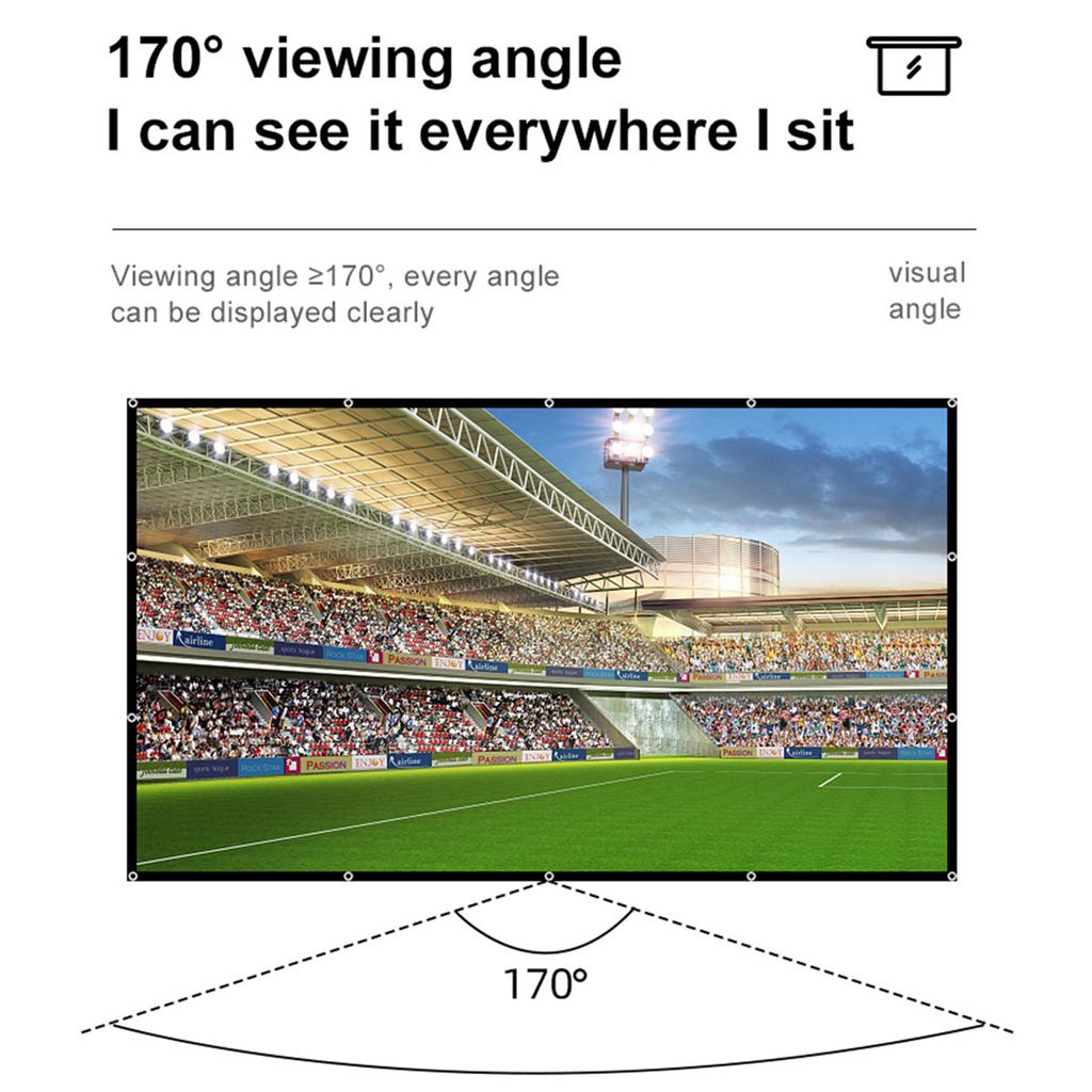 150 Inch Projector Screen 16:9 HD 4K Foldable Portable Double Sided Projection Anti-Crease Movie