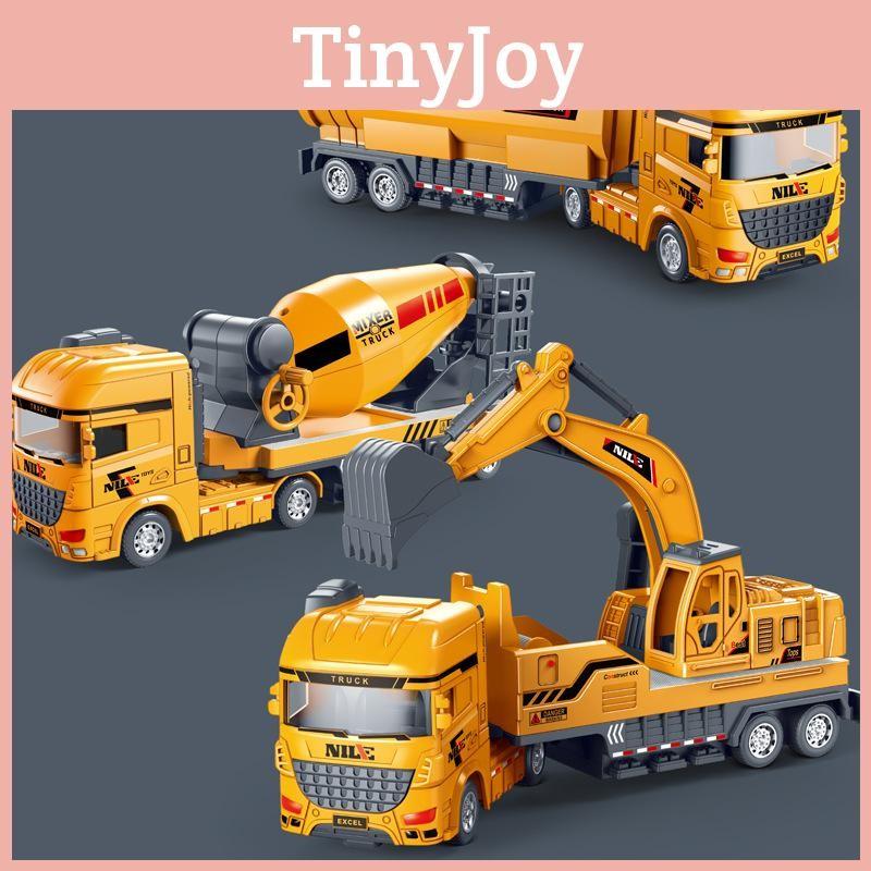 Excavator Simulation Mixer Truck Mounted Soil Truck Toy Model Can Rotate