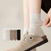 Dui Dui Socks Women's Autumn and Winter Rolled-up Pure Cotton Antibacterial Breathable Mid-calf Socks Paired with Boken Shoes Boneless Socks