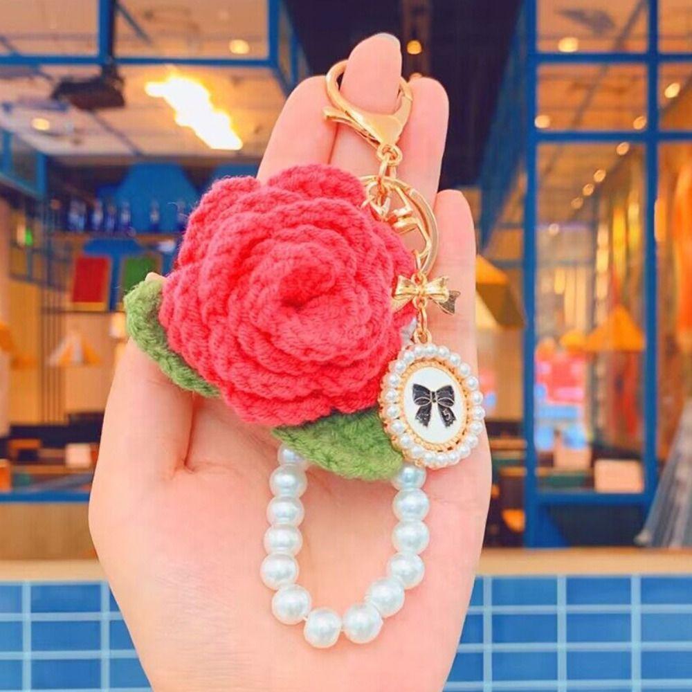 Уникальный брелок с жемчужным цветком, брелок с подвеской в виде камелии, брелок с розой и камелией для женщин